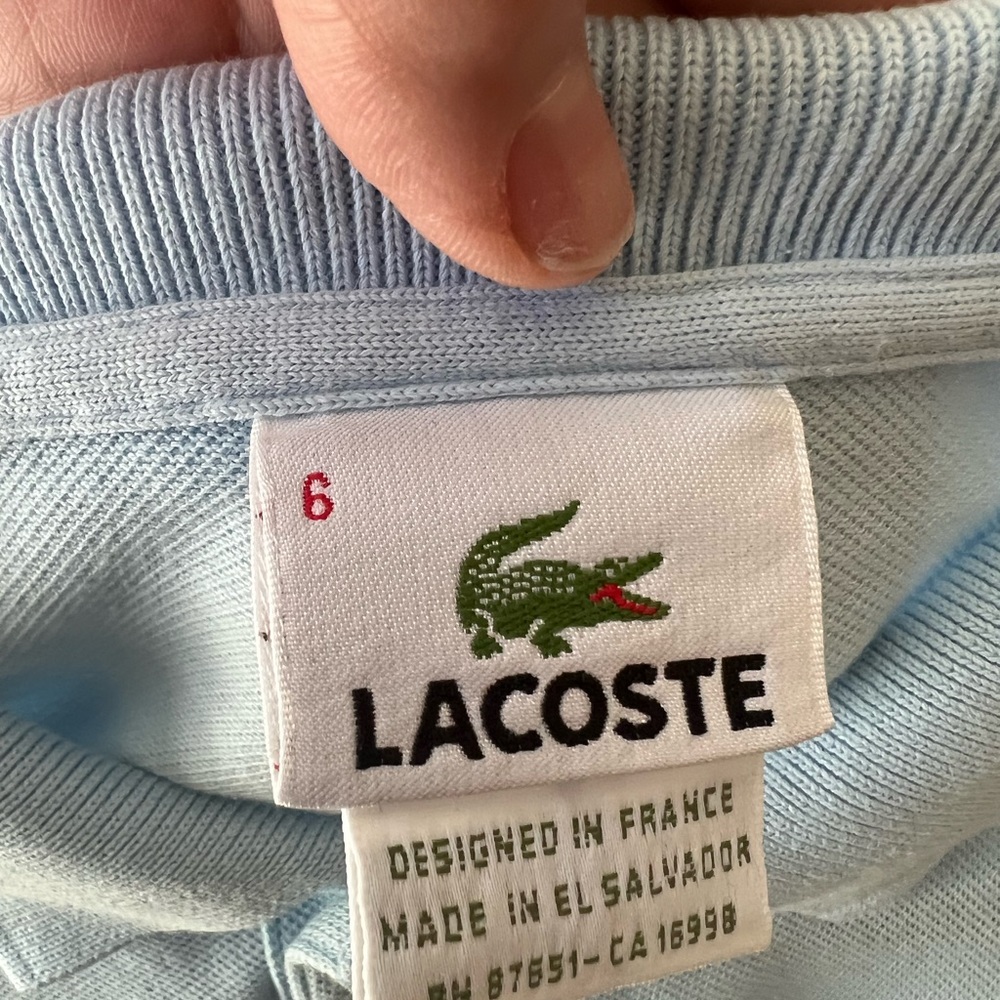 Lacoste men’s blue logo patch cotton polo short sleeve shirt size 6 - Picture 14 of 14